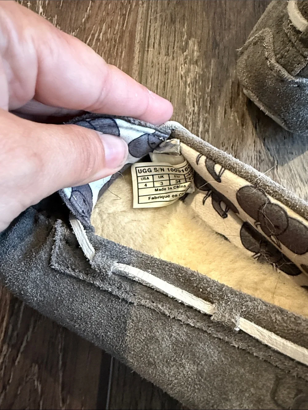 UGG Kids Gray Suede Moccasins with Bow‎ Accent